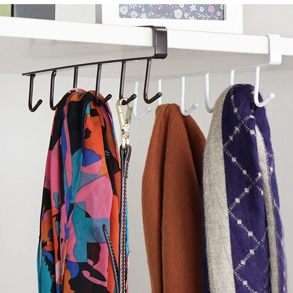 adhesive cup holder under cabinet 6 hook coffee cup hanger kitchen utensil hooks coffee cups holder helf hanging rack free global shipping