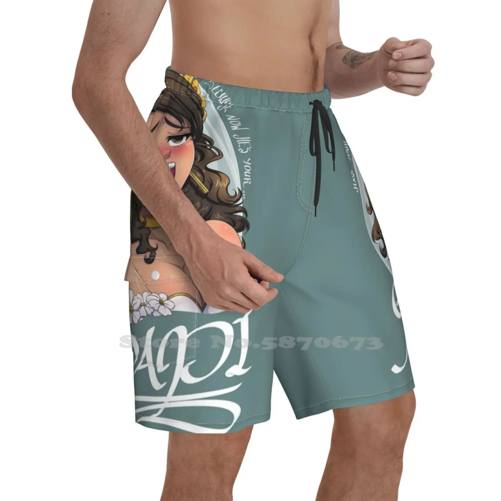 

Papi Quick Dry Beach Shorts Anime Girls Ahegao Face Phrase
