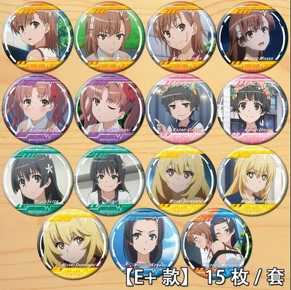 

Anime Shirai Kuroko Misaka Mikoto Figure 5664 Badge Round Brooch Pin Gifts Kids Collection Toy