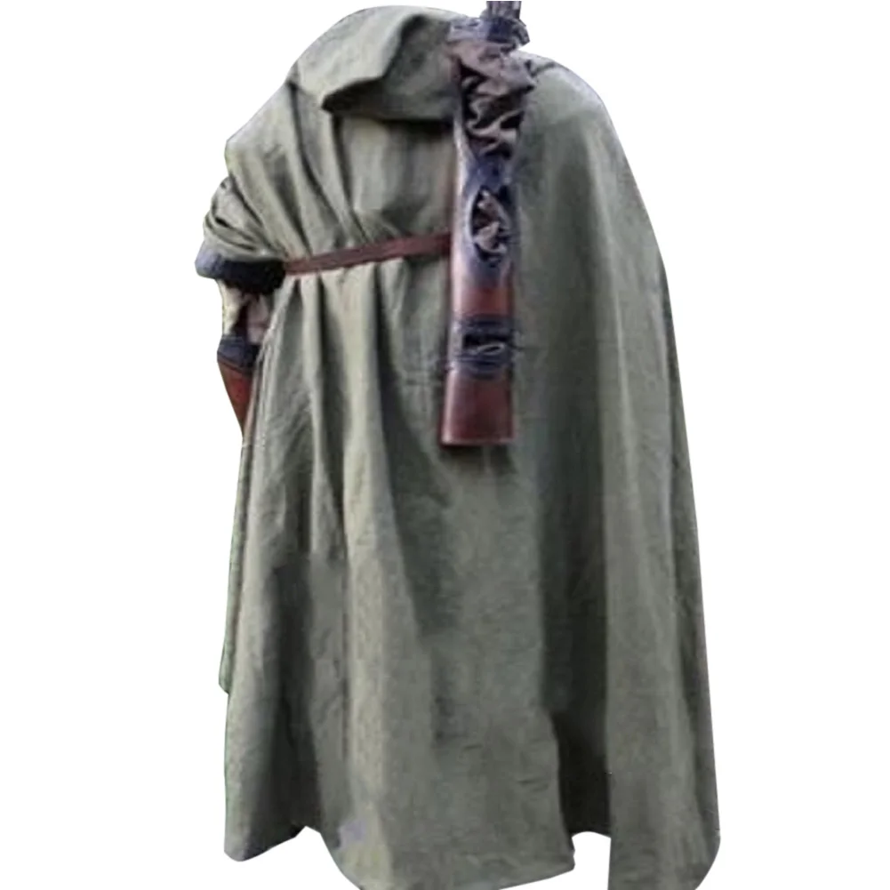Плащ для взрослых в средневековом стиле льняная Длинная накидка с капюшоном