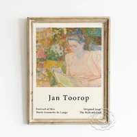 jan toorop exhibition museum poster portrait of mrs marie jeannette de lange canvas painting art nouveau wall picture decor