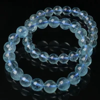 top quality natural blue ice aquamarine clear round beads bracelet women men 7mm 8mm 9mm 10mm 11mm crystal healing stone aaaaa