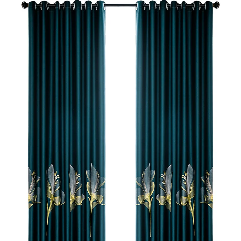 

New Embroidery New Chinese Style Lily Full Shading Living Room Study Bedroom Curtain