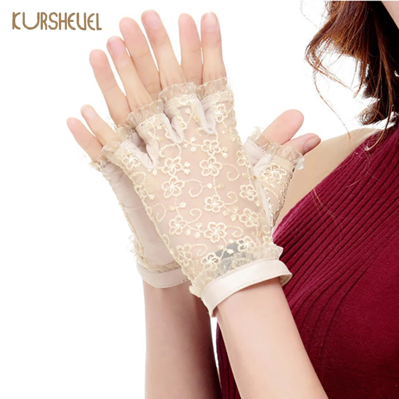 Модные летние женские перчатки из натуральной кожи черные солнцезащитные