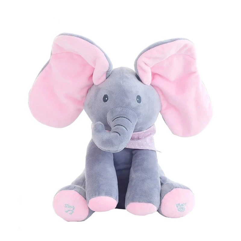 

Baby Toys Elephant Plush Toys Will Sing with Music Elephant Cover Eyes Baby Elephant Doll Children Accompanying Toy Peekaboo
