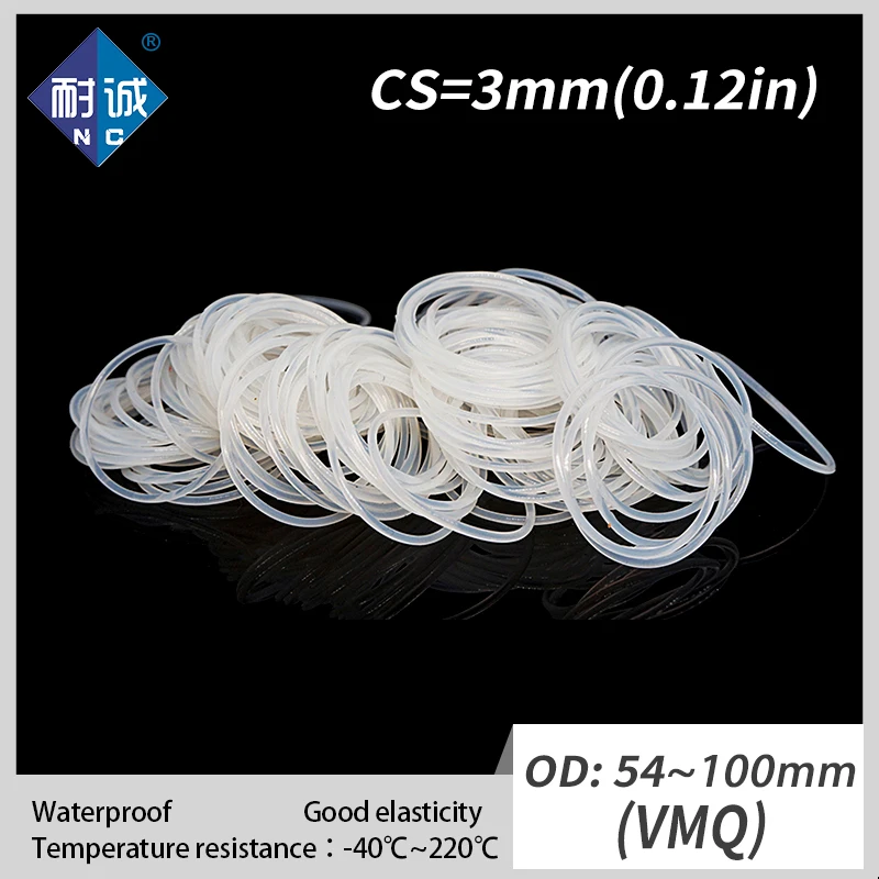 1 шт./лот силиконовое кольцо VMQ CS 3 мм OD54/55/60/65/70/75/80/85/90/95/100 уплотнительное