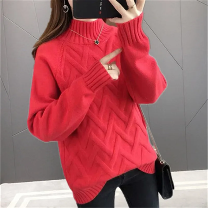 Новинка Осень-зима 2022 корейский свитер с воротником хомут Женский пуловер