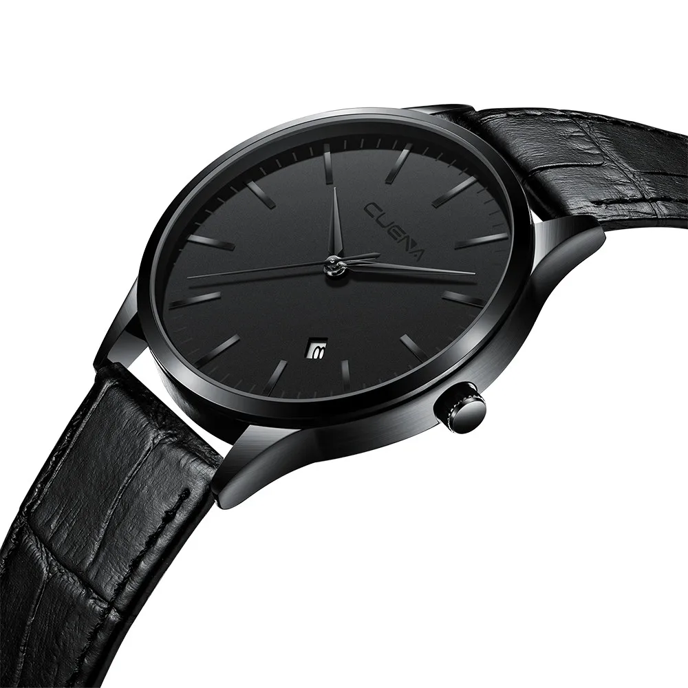 

Mens Watch Business Ultra-thin Military watch Fashion Sport Stainless Steel Case Leather Band Quartz Analog Wrist Watch YE1