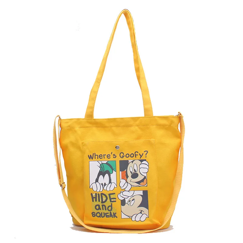 

2022 Disney Women Shoulder Bags High Capacity Canvas Waterproof Tote Bag Mickey Mouse Cartoon Printing Messenger Bag Girls Gift