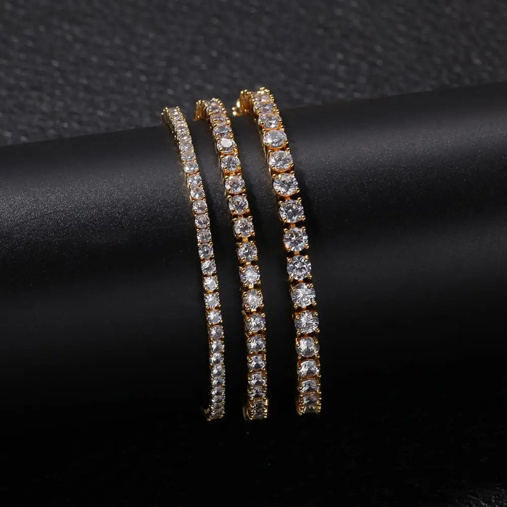 Женский браслет в стиле хип хоп TBTK медный из розового золота 3/4/5 мм с цирконием