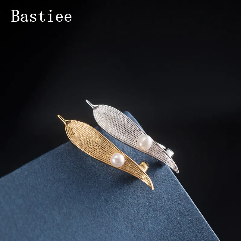 

Bastiee pearl brooch Plated Gold leaf brooches for women silver 925 jewelry hmong handmade luxury gifts