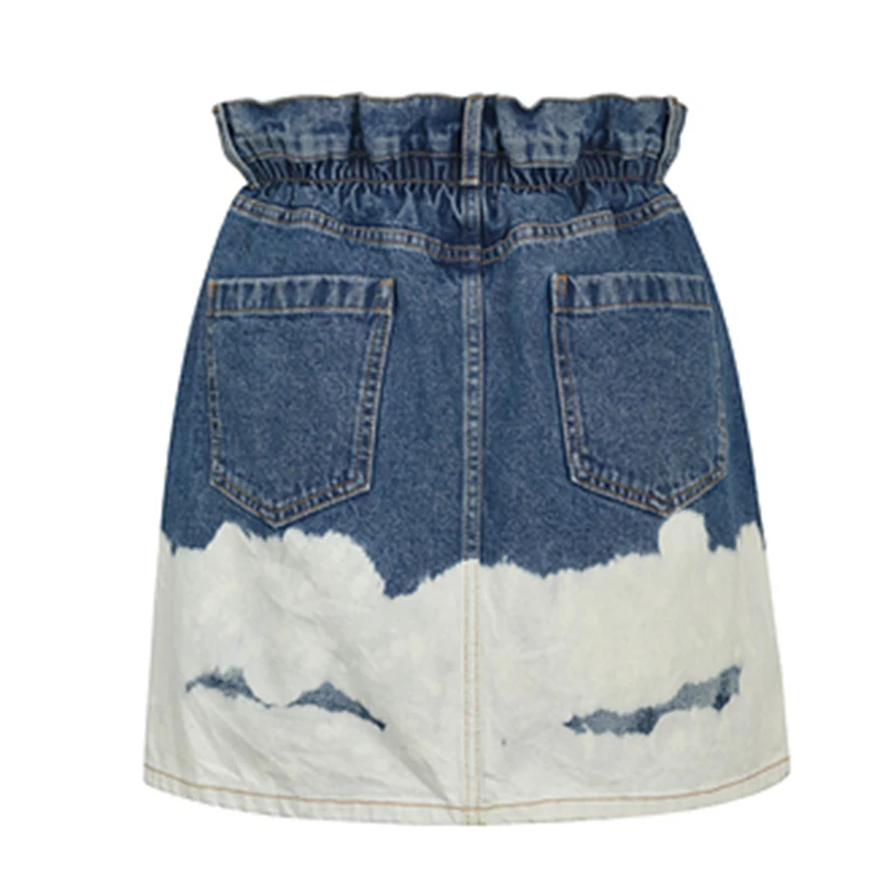 

VGH Casual Hit Color Denim Skirt For Women High Waist A Line Patchwork Minimalist Loose Skirts Female Summer Fashion 2021 Tide