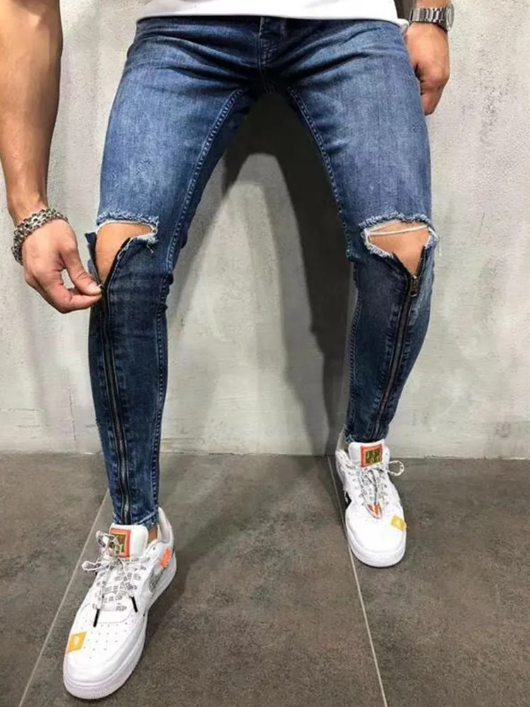 Для мужчин s стильные дизайнерские брендовые черные джинсы обтягивающие штаны на