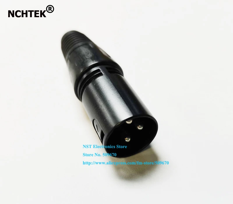 NCHTEK XLR 3 контактный штекер кабельный концевой разъем черный никелевый