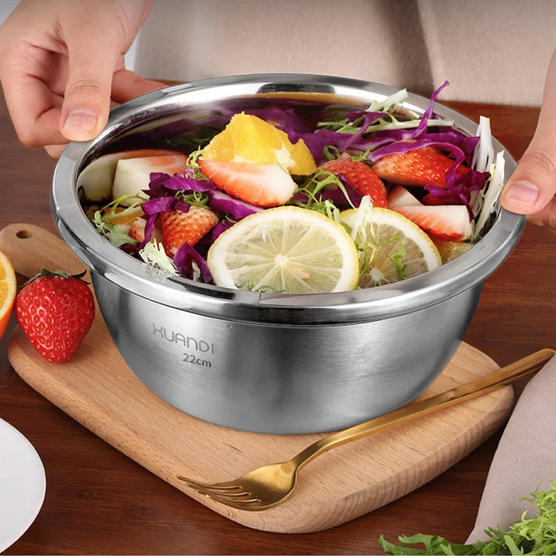 Миска для смешивания из нержавеющей стали 304 (5 комплектов) нескользящая миска