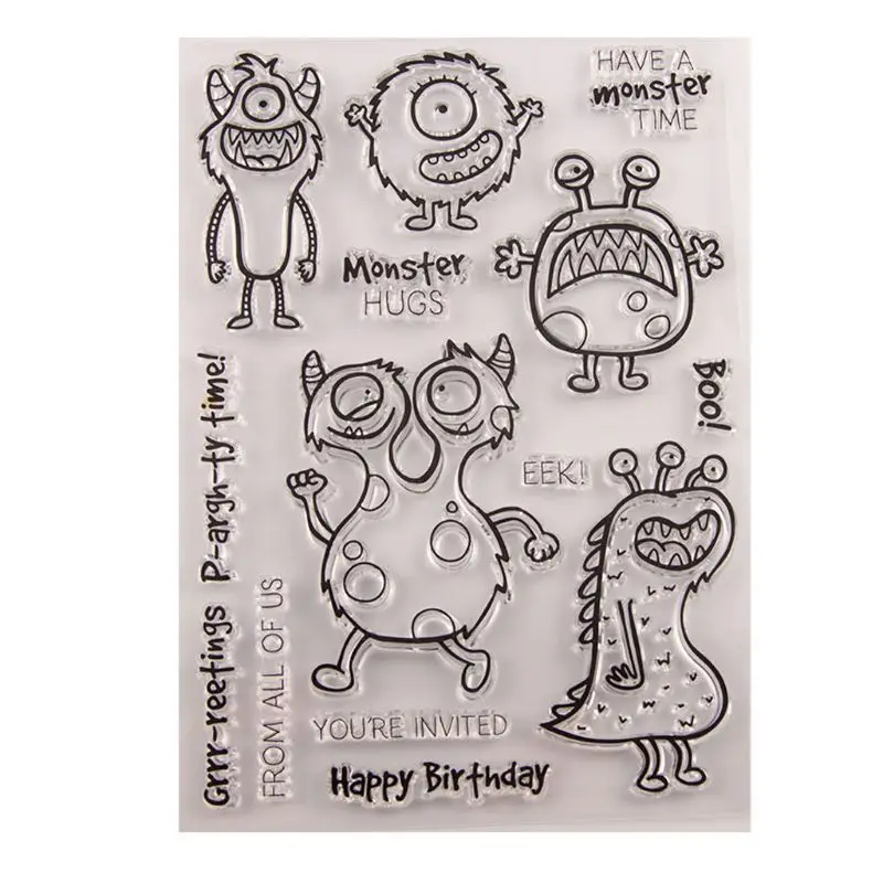 Monster Seal Stamp with Cutting Dies Stencil Set DIY Scrapbooking Embossing Photo Album Decorative Paper Card Craft Art | Дом и сад