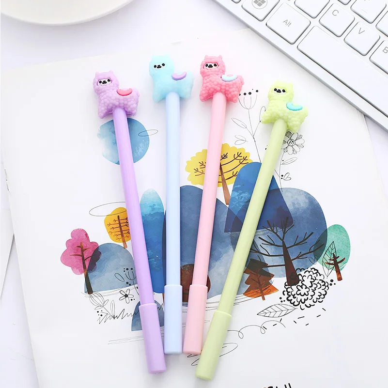Colored Alpaca Gel Pen Cute Animal Stationary Goods Kawaii School Accessories Office Supply Kawai Stationery Party Favor Thing | Канцтовары