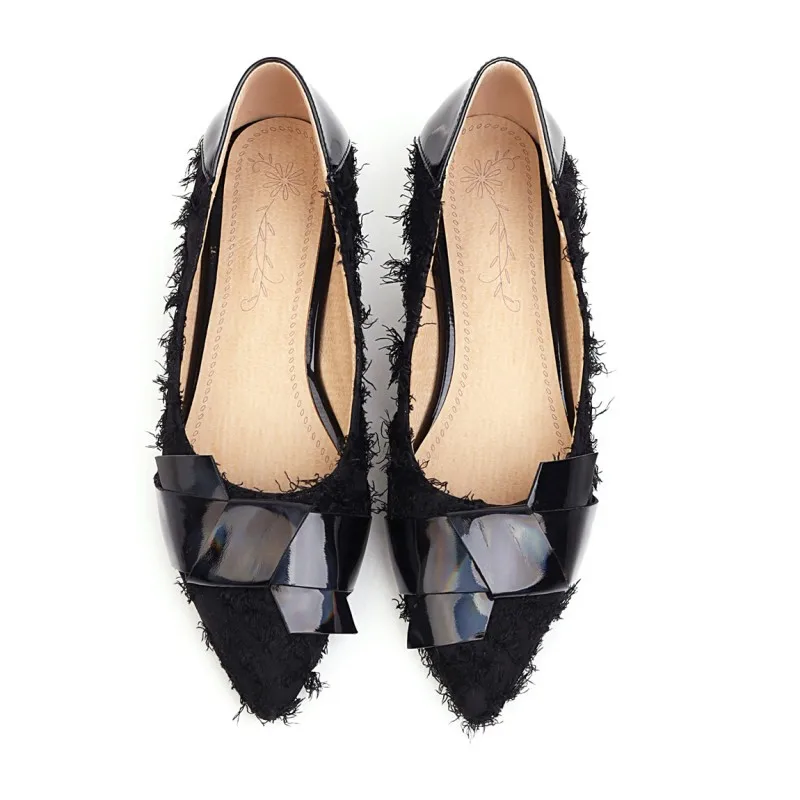 Туфли женские с острым носком плоская подошва летняя модная обувь большие