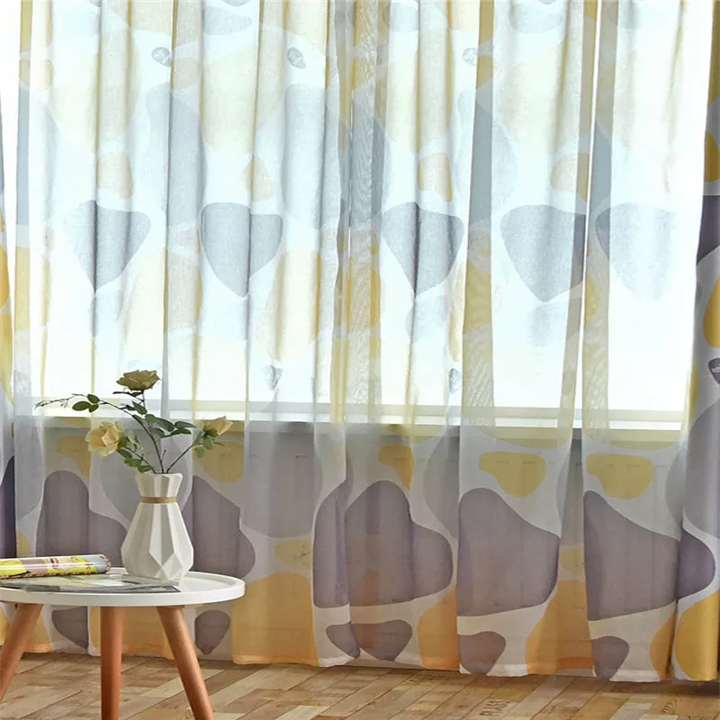 Blue Cobblestone Printed Curtains Shading Fabrics for Living Room Modern Yellow Blackout Curtains Water Ripple Curtain WP419#20