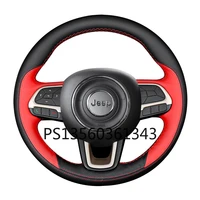 diy hand stitched steering wheel cover fit for jeep renegade cherokee commander grand cherokee compass leather grip cover