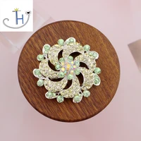 thj vintage color big flower crystal pin brooch luxury women jewelry brooches pretty bridal wedding bouquet decoration pins