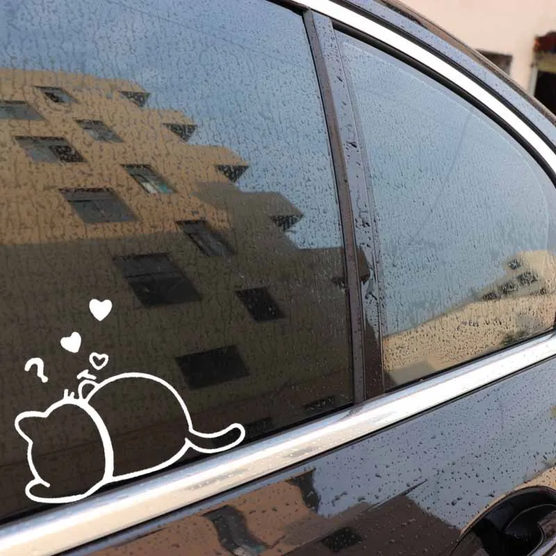 

Creative Car Sticker Lovely Baby Cat Kittens Decal Vinyl Car Sticker Art Decoration Black/Silver for Car Window15X12.4CM