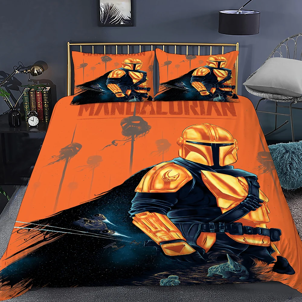 

Fashion New Bedding Three-piece Mandalorian Print Exquisite Personality Bedroom Dorm Quilt Cover Pillowcase Comfortable Sheets