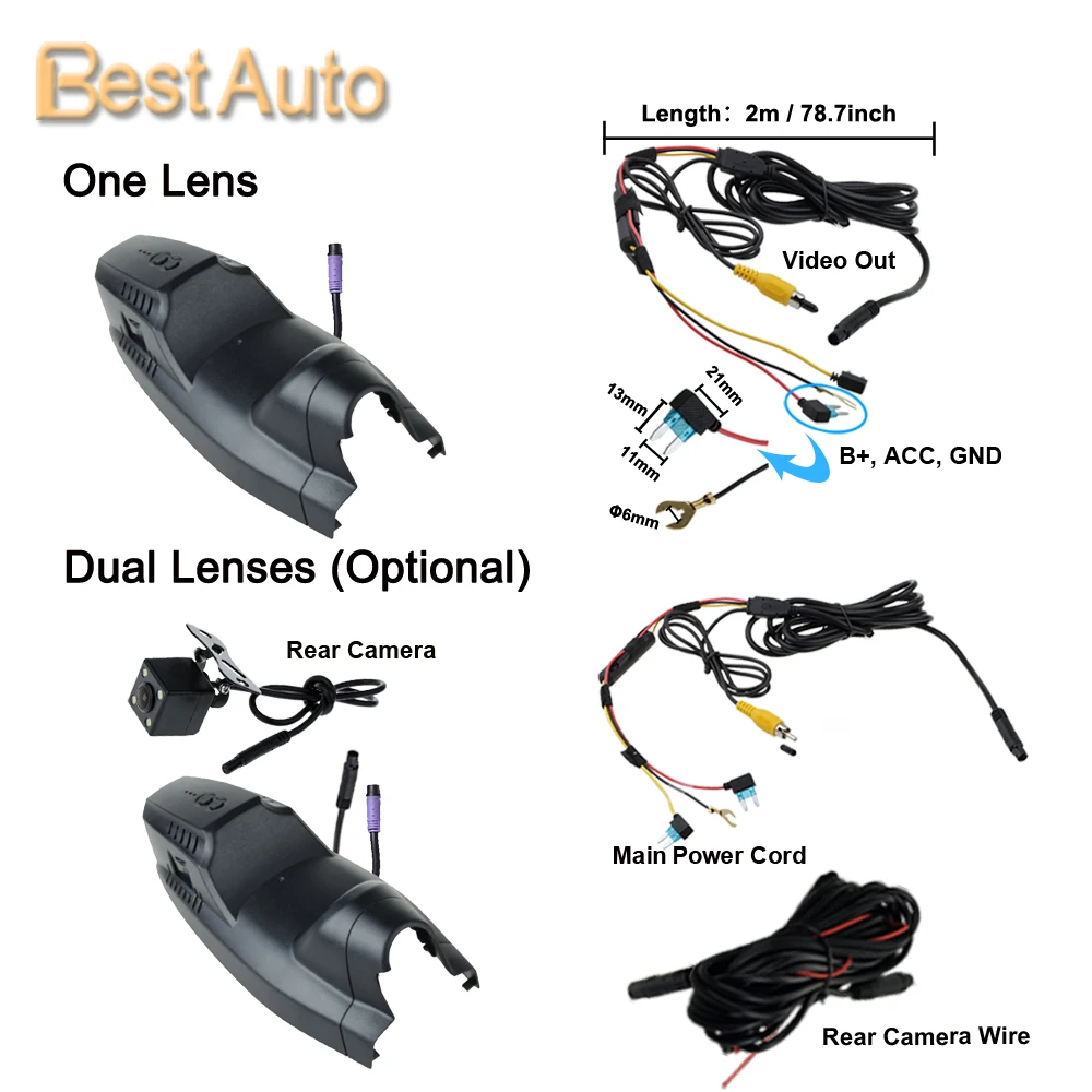 1920*1080P Автомобильный цифровой видеорегистратор с Wi-Fi камера для Ford Kuga низкая