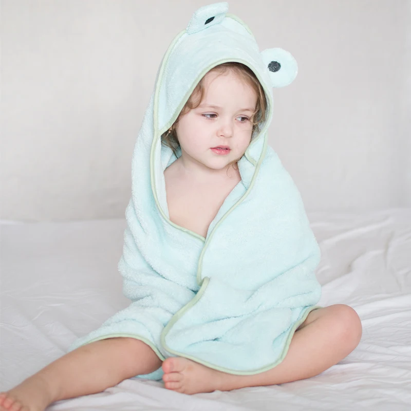 Детское банное полотенце пончо Bebe Toalla бархатное флисовое с капюшоном 90*90 см