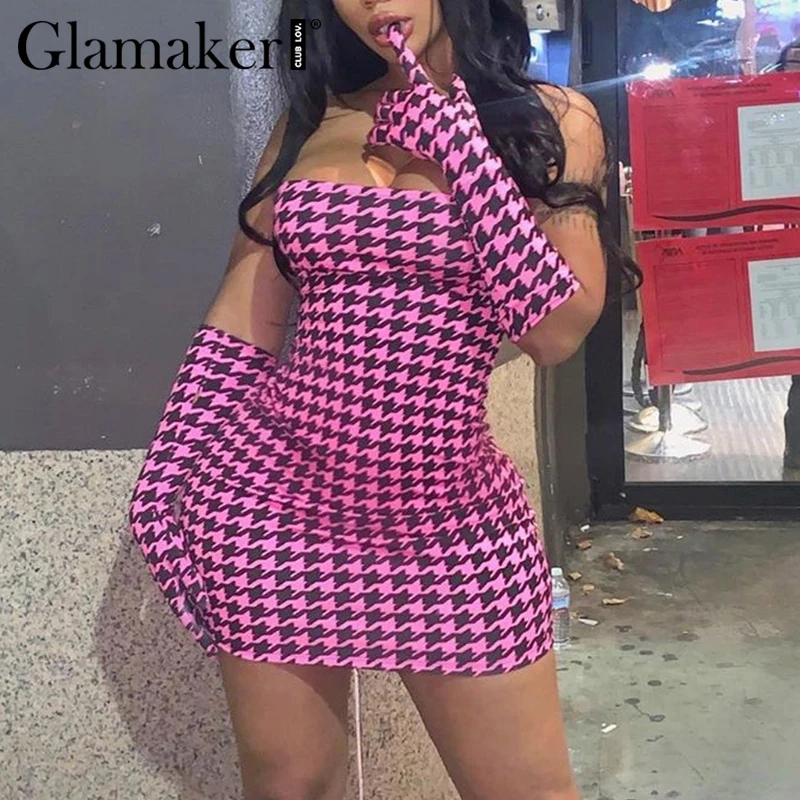 Женское винтажное облегающее платье Glamaker элегантное из твида без бретелек