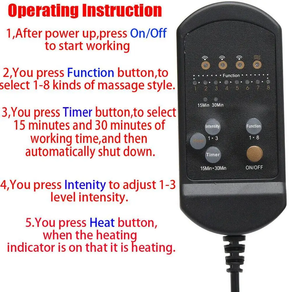 

Electric Heating Full Body Massage Car Chair Office Massage Lumbar Neck Pain Relief Powerful Motors Vibration Stimulating