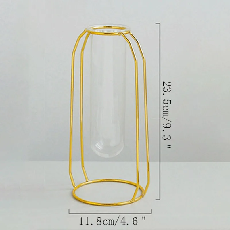 Long Section Strongwell Скандинавское Золотое стекло ваза железная гидропонная Цветочная ваза для растений настольная Кофейня украшения для офиса дома - Цвет: Long Section