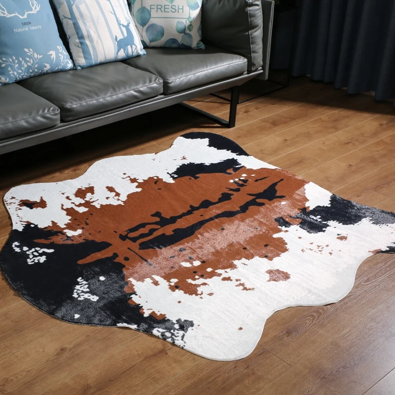 Faux Cowhide Rug Cute and Soft Animal Print Area Rug for Living Room/Bedroom/Dining Room 140x160cm