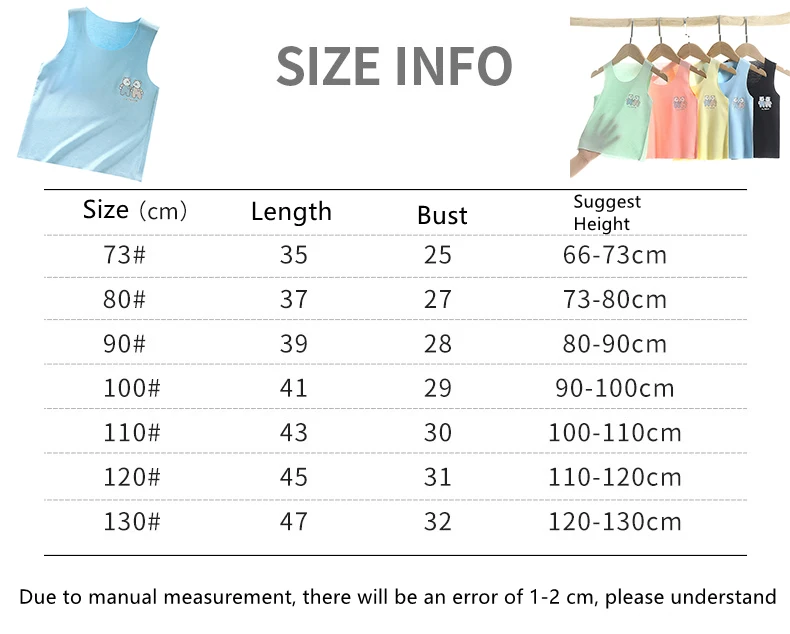 

Summer New Modal Children's Vest Children Cartoon Boneless Camisole Baby Bottoming Shirt Solid Color Sleeveless Thin T-Shirt Top