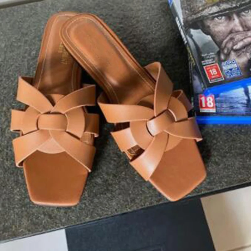 

2021 Women Slippers Female Shoes Woman Weave Ladies Slides Flat With Sandals For Ladies Outdoor Sandals Flip Flops Slippers