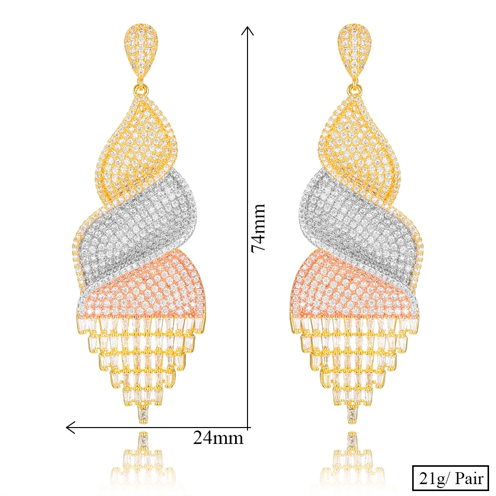 

Siscathy Charms Cubic Zircon CZ Long Tassel Dangle Earrings For Women Wedding DUBAI Drop Earrings boucle d'oreille femme 2019