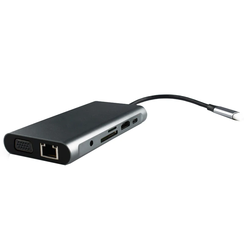 

10 в 1, адаптер USB Type-C, HDMI, 1080P, VGA, RJ45