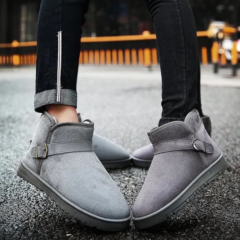 Зимние сапоги Женские зимние ботильоны на платформе с теплым мехом из замши
