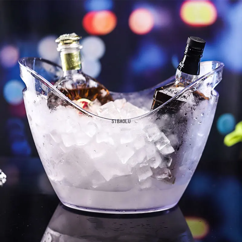 

Large Transparent Ice Bucket Portable Refrigerator Beer Champagne Bucket Ice Bucket Bar Lid Space Saving Cube Ice Bucket