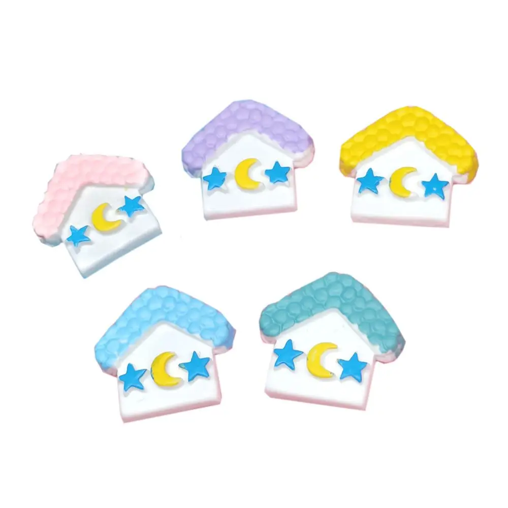 

50Pcs Simulation Moon Star House Flatback Resin Cabochon Crafts Hair Accessories DIY Embellishment for Scrapbooking Phone Decor