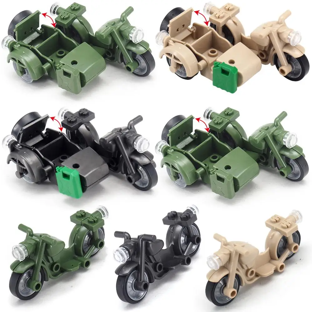 

Military WW2 Car Figures Motorcycle Building Block Assembly Army Equipment Moc Special Soldier Assault Car Model Child Gift Toys