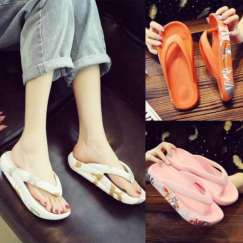 

New Pink Platform Slippers Women Beach Flip Flops Comfort Soft Couple Massage Slippers Women Casual Home Shoes