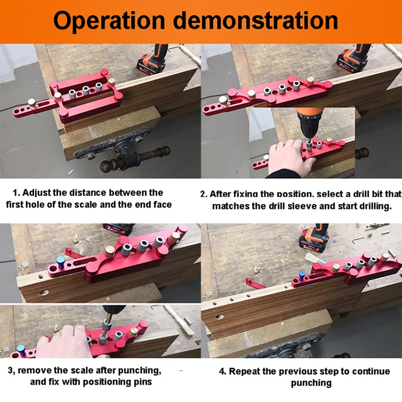 Красный круглый деревянный манипулятор 6/8/10 мм с вертикальной шкалой|сверлильные