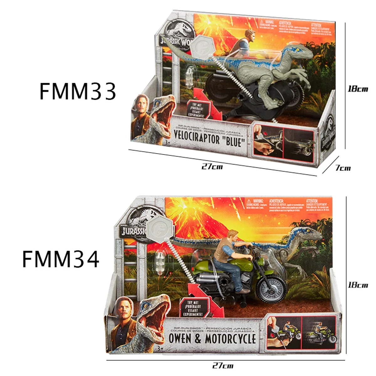 

Jurassic World 2 Dinosaur RIP-RUN DINOS Owen&Motorcycle Velociraptor "Blue" Anime Figure Doll Toys for Kids Christmas Gift FMM32