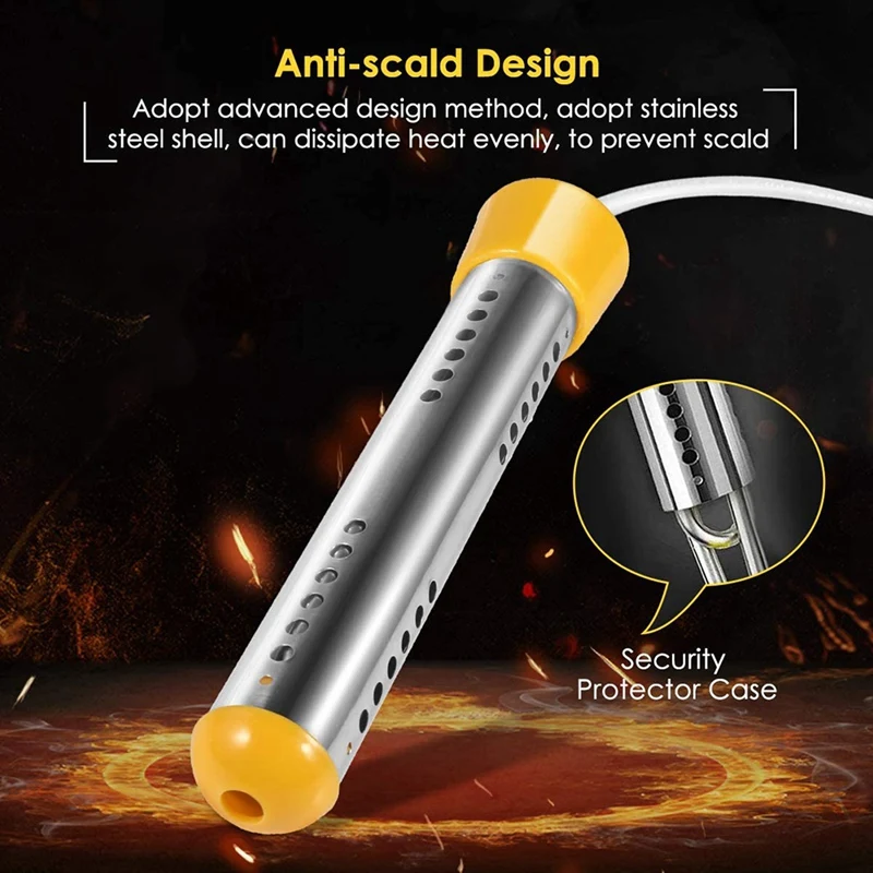 

Immersion Water Heater, Stainless Steel Shield and Thermostat Heater, Thermostat 1500W with Digital Thermometer US Plug