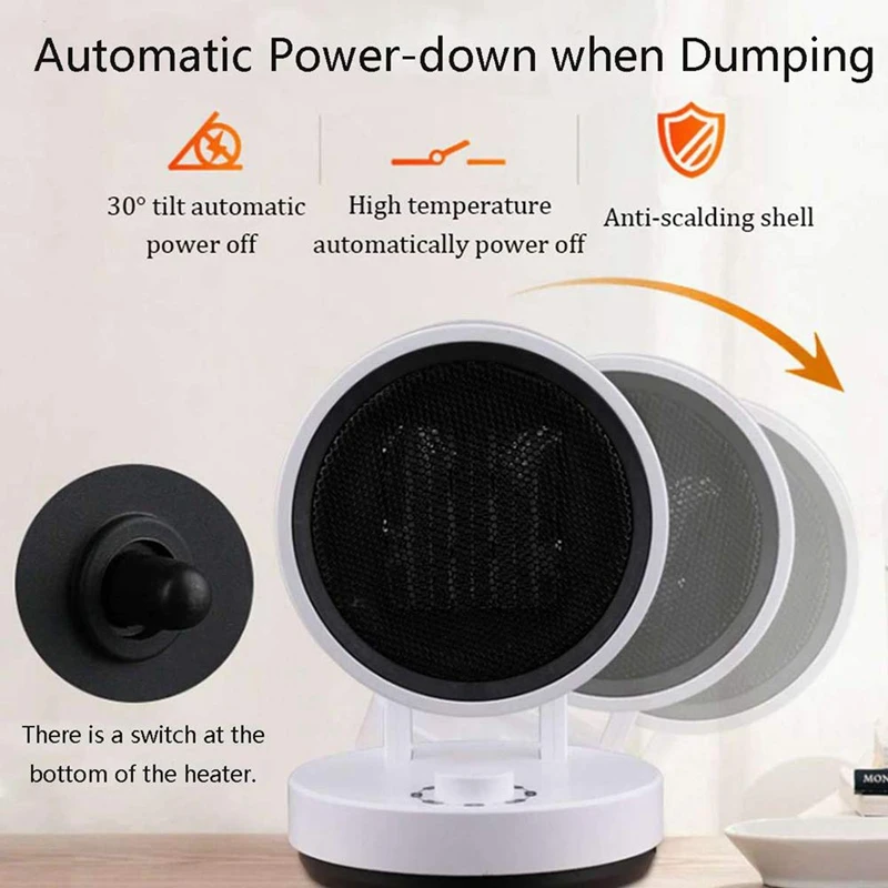 1500 Вт Электрический нагреватель без звука зимний портативный персональный