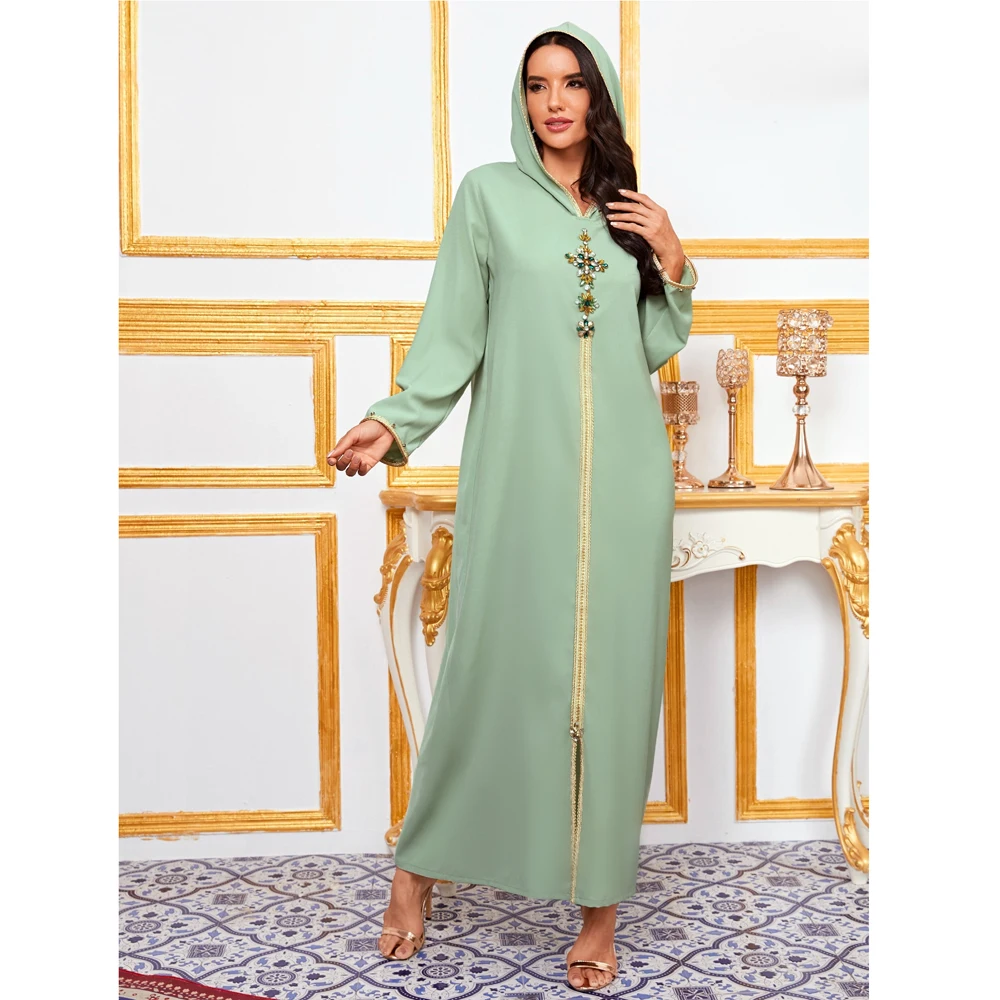 

Luxury Abaya Dubai Kaftan Turkish Caftan Muslim Women Hijab Dress Hooded Party Gown Moroccan Islamic Clothing Musulman Djellaba