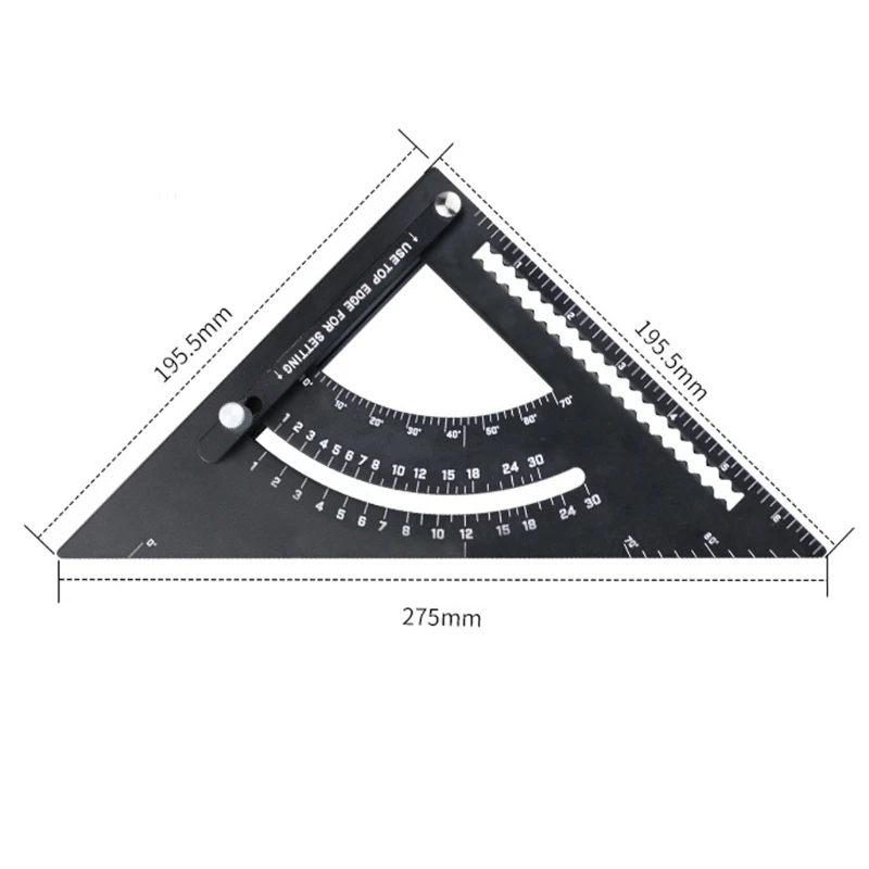 

Aluminium Alloy Thicken Triangular Measuring Ruler Woodworking Carpenter Square Angle Protractor Layout Tool