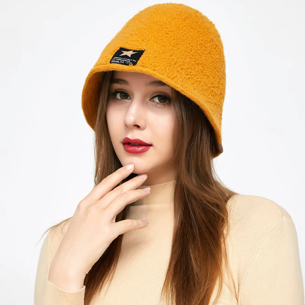 

New autumn winter wool warm hat fashion lamb wool over the face bucket hat