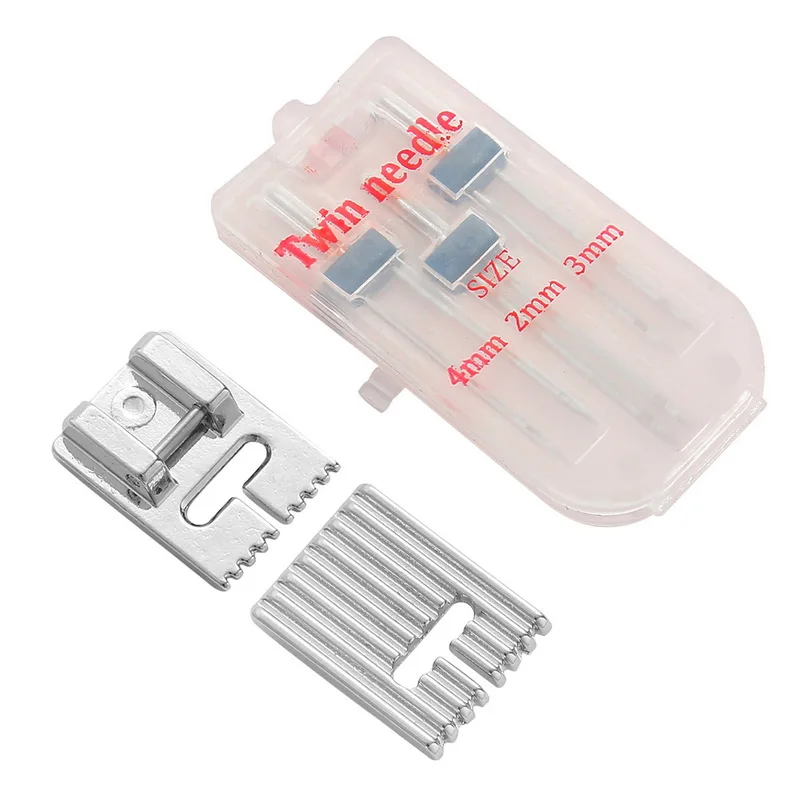 Прижимная лапка для шитья 3 размера s сдвоенные иглы и смятые 9 канавок размер 2/90